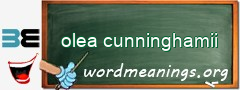 WordMeaning blackboard for olea cunninghamii